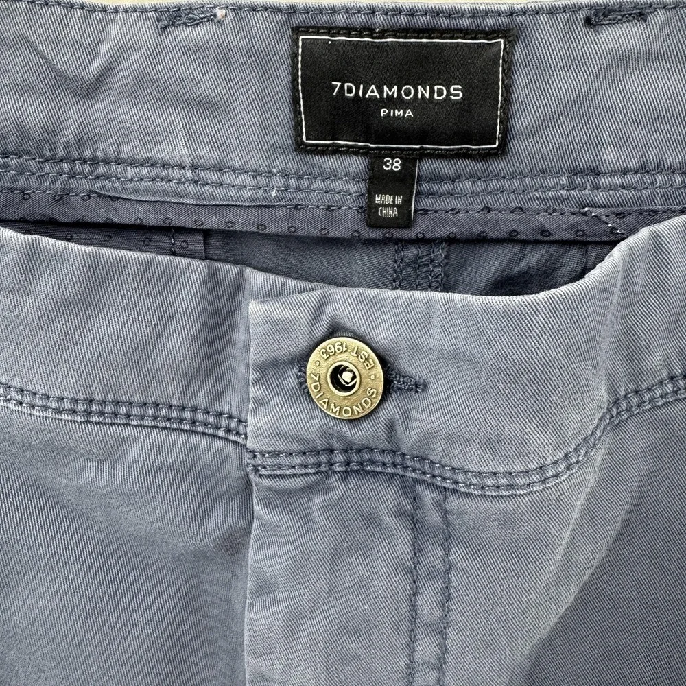 7 Diamonds Tasman Chino Shorts Mens 38 Blue Vintage Indigo‎ Cotton Spandex NWT